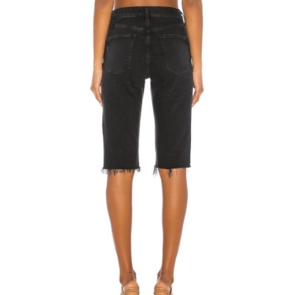 Agolde Carrie Long Length Slim Shorts - High Rise, Black, Size 24 - Picture 9 of 10
